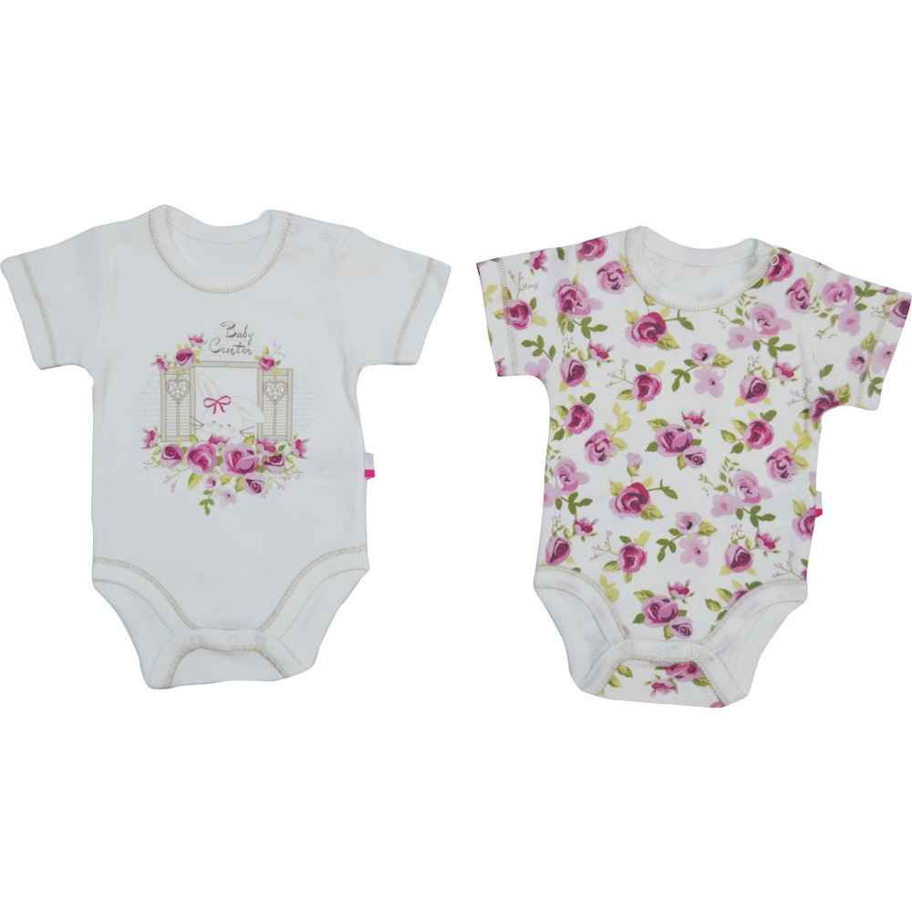 Baby Center S84174 Kız Bebek Cam Güzeli 2 li Body Kısa Kol Fuşya
