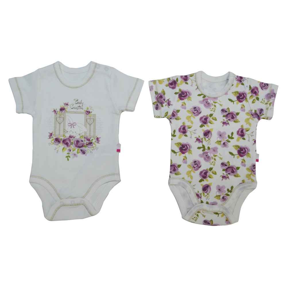 Baby Center S84174 Kız Bebek Cam Güzeli 2 li Body Kısa Kol Lila