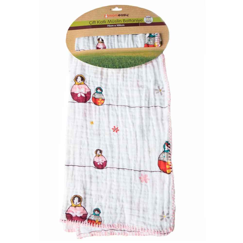 Momeasy Muslin Bebek Battaniyesi 70x100cm Beyaz