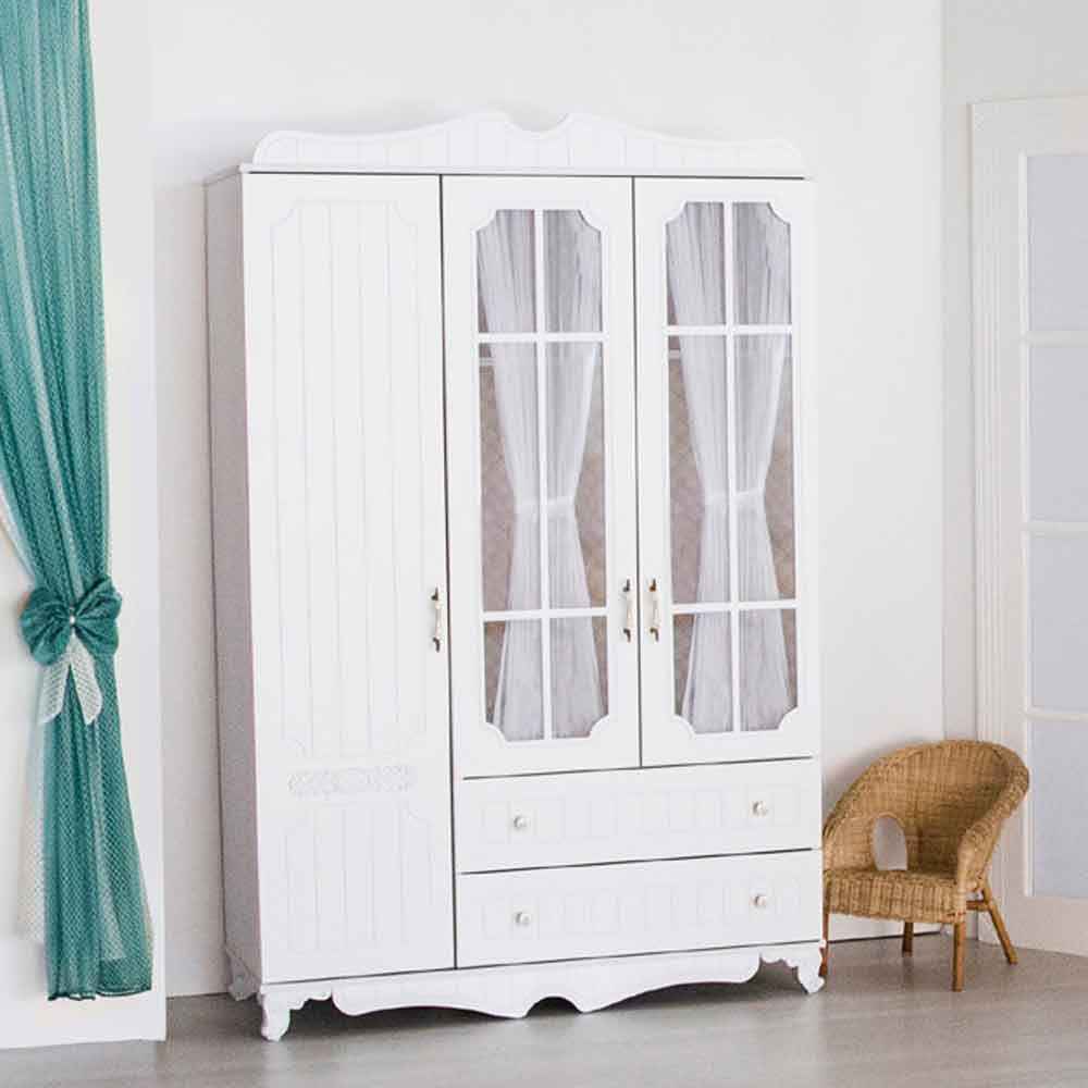 Aymini İnci Bebek Odası 3 Kapılı Dolap Beyaz İlke Bebe