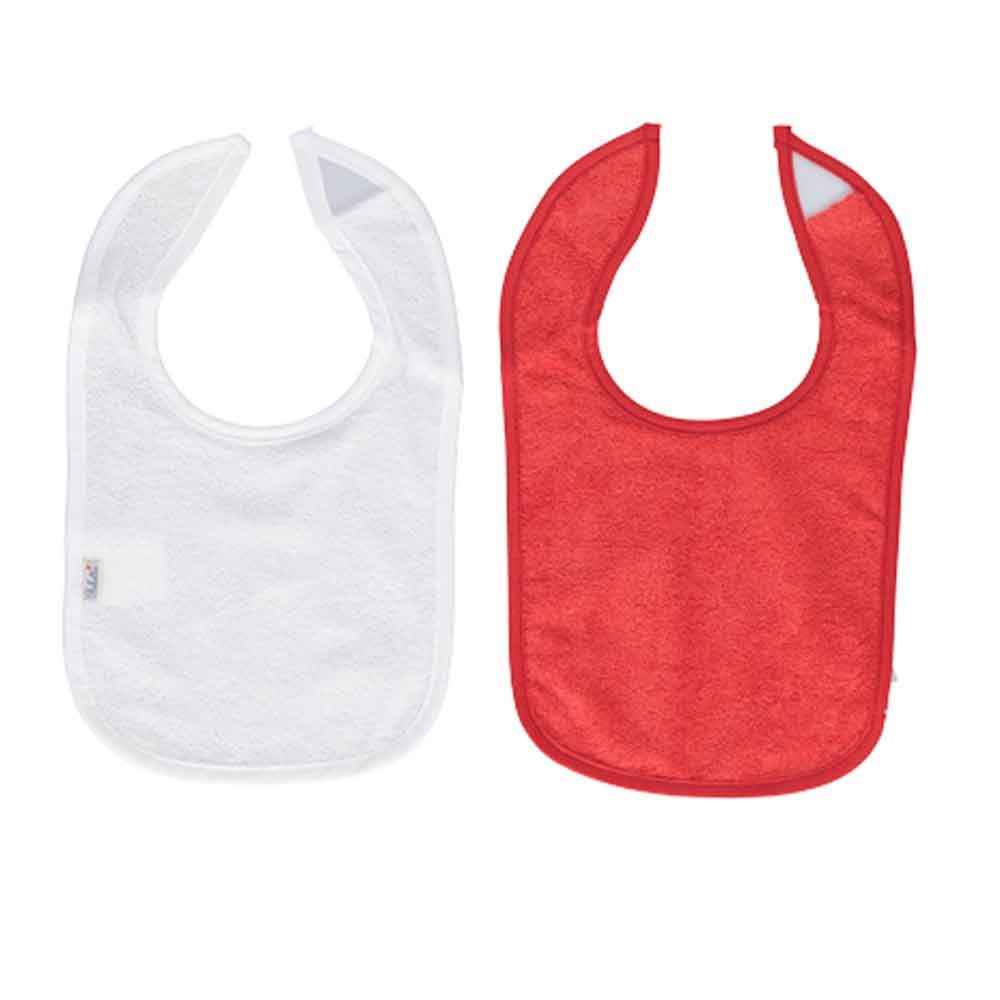 Bebetto C553 Basic Örme 2'li Mini Havlu Önlük 0+ Ay Beyaz-Kırmızı