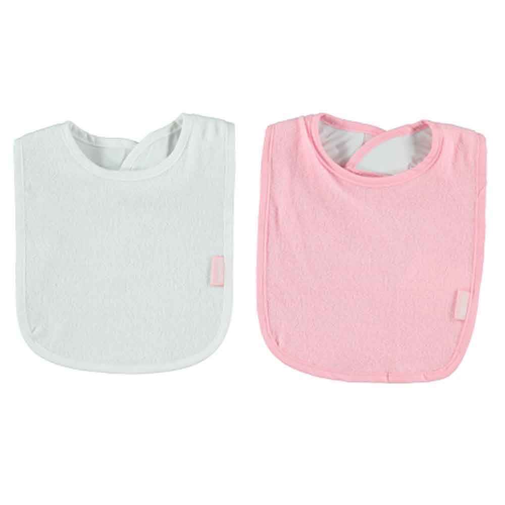 Bebetto C553 Basic Örme 2'li Mini Havlu Önlük 0+ Ay Beyaz-Pembe