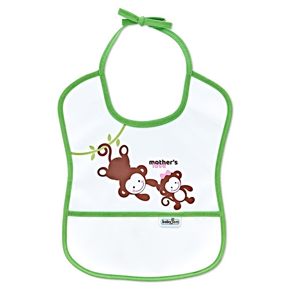 BabyJem 030 Bebek Poli Muşamba Küçük Mama Önlüğü Yeşil