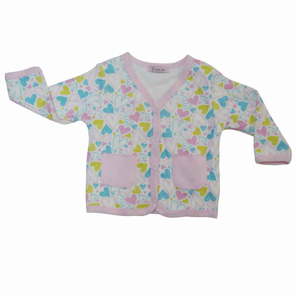 Premom 1137A Kalp Puantiye Kız Bebek Ceket Kalpli İlke Bebe