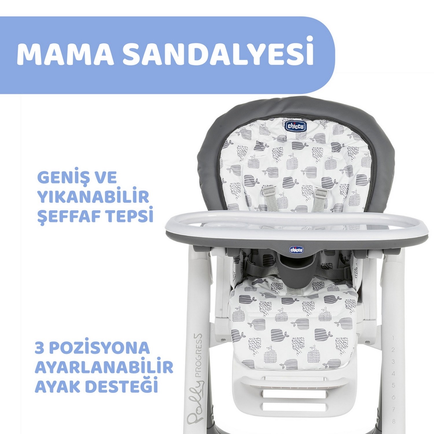 Chicco Polly Progres 5 Mama Sandalyesi Grey Melange