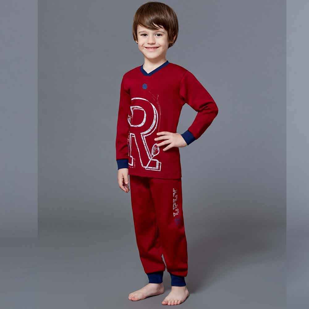 Roly Poly 2905 Erkek Çocuk Uzun Kol Pijama Takımı Bordo