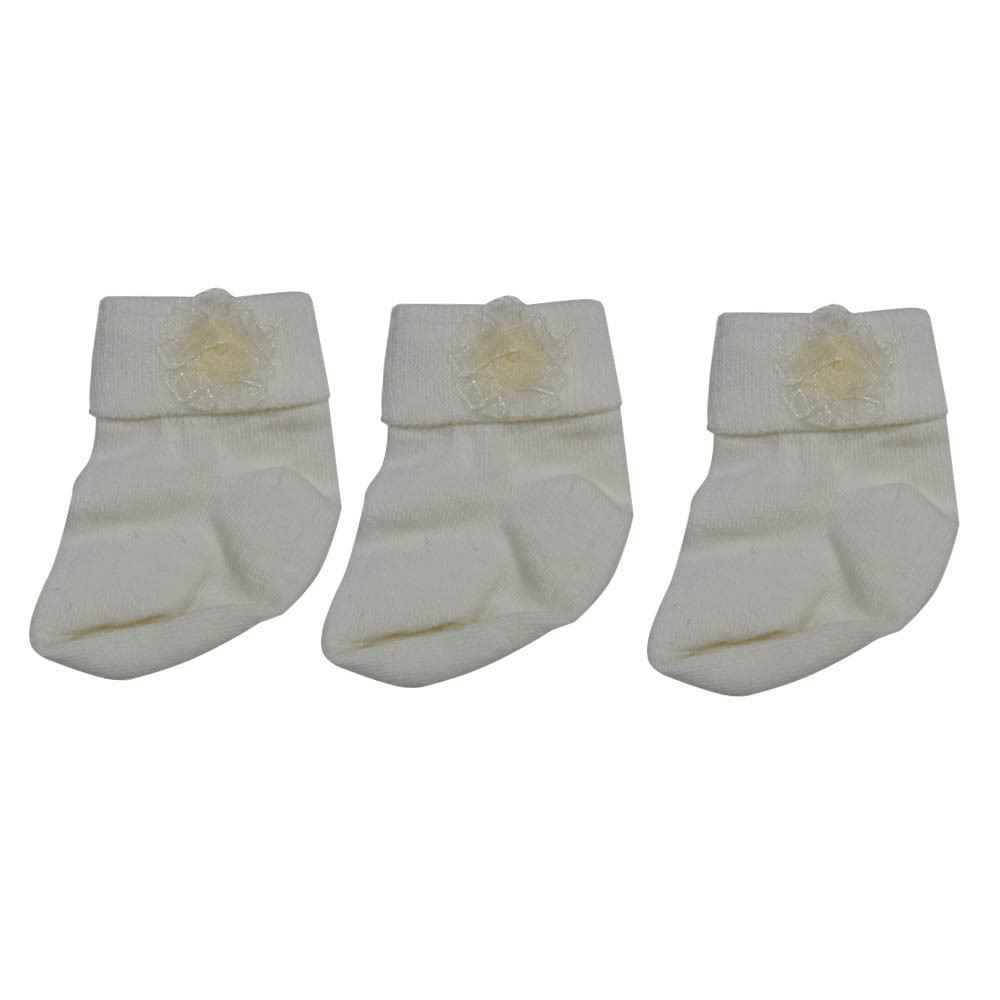 Mini Damla 41362 Bebek Çorabı 3 Lü Krem