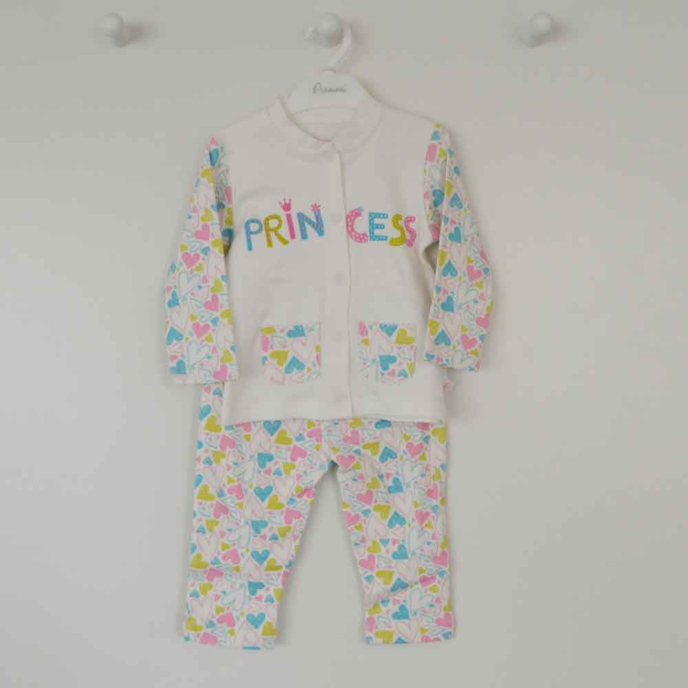 Premom 1136 Kalpli 2'li Kız Bebek Takım Kalpli