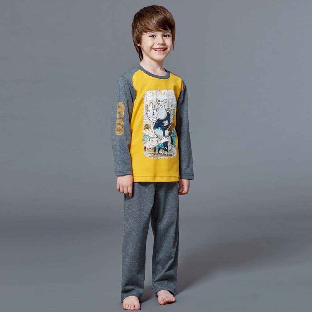 Roly Poly 2913 Erkek Çocuk Pijama Takımı Sarı