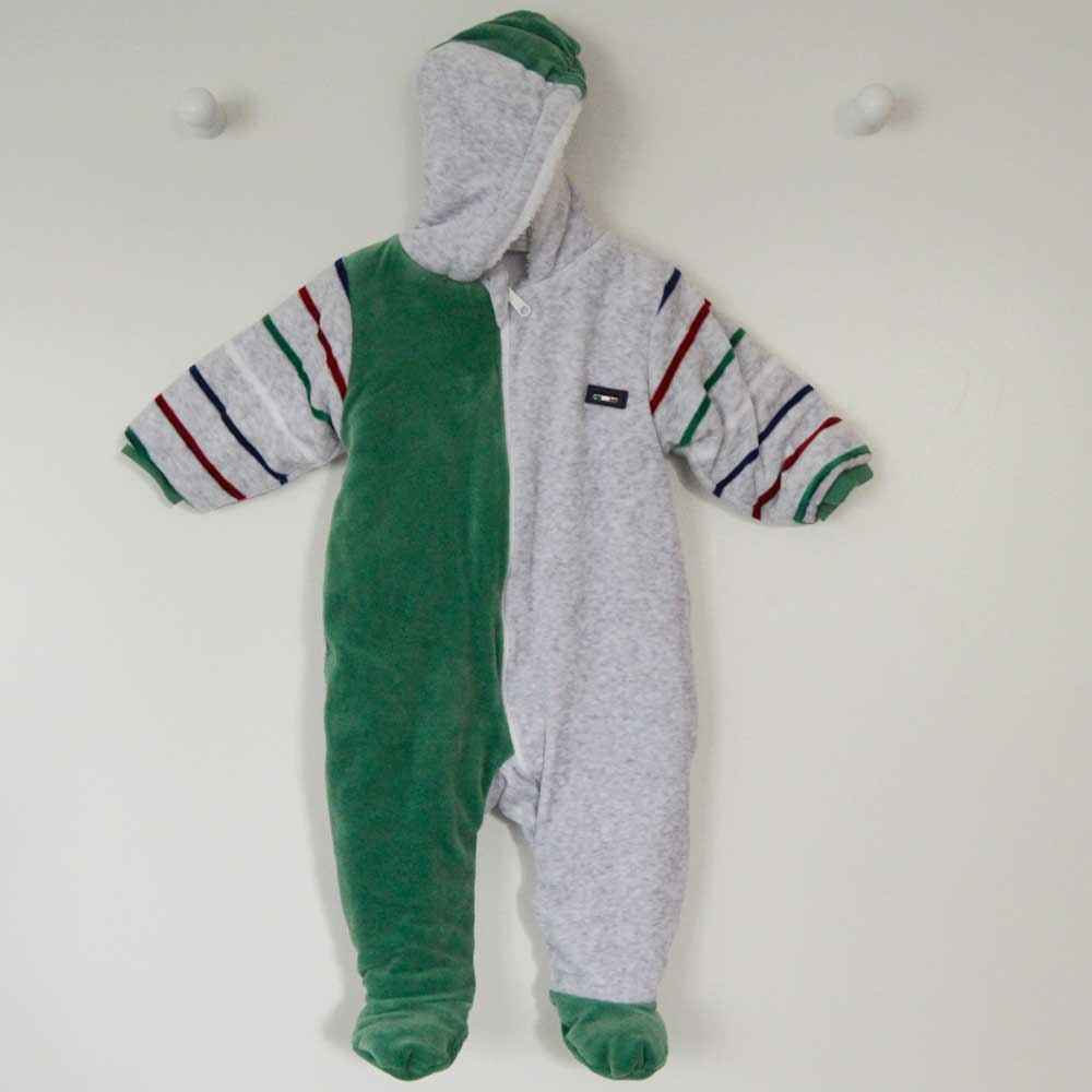 Bebetto 1271 Kadife Bebek Kapşonlu Tulum Yeşil İlke Bebe