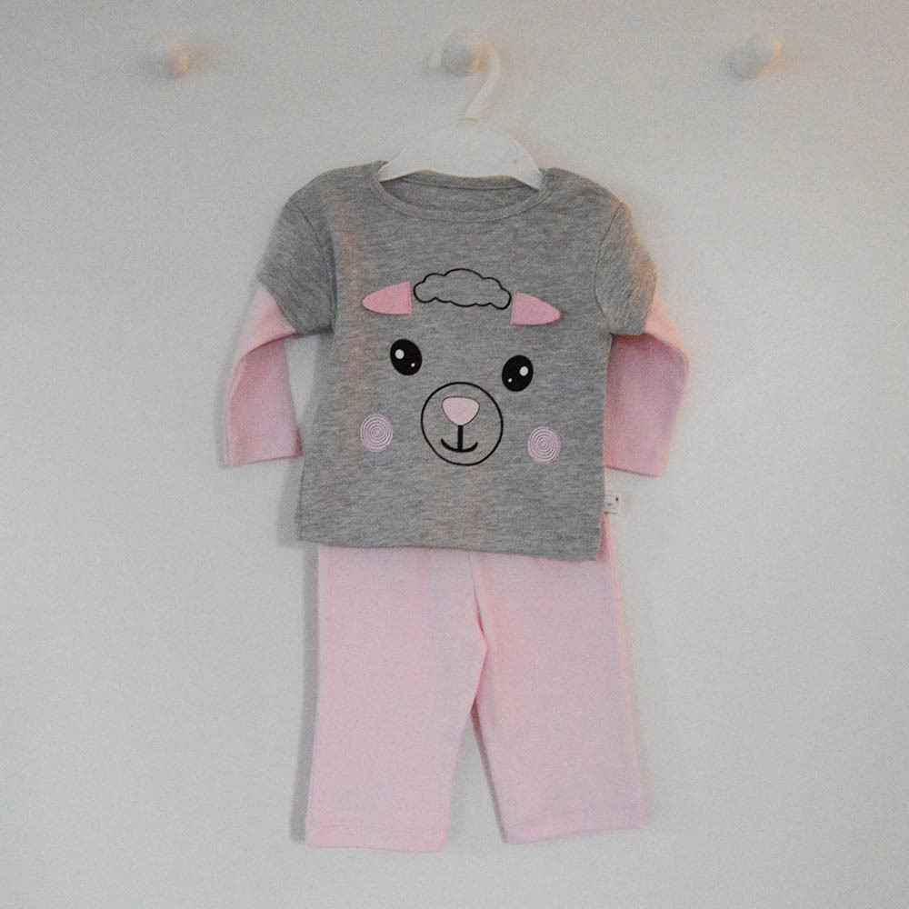 Minisse 4070 Bebek Alt Üst Takım Gri-Pembe