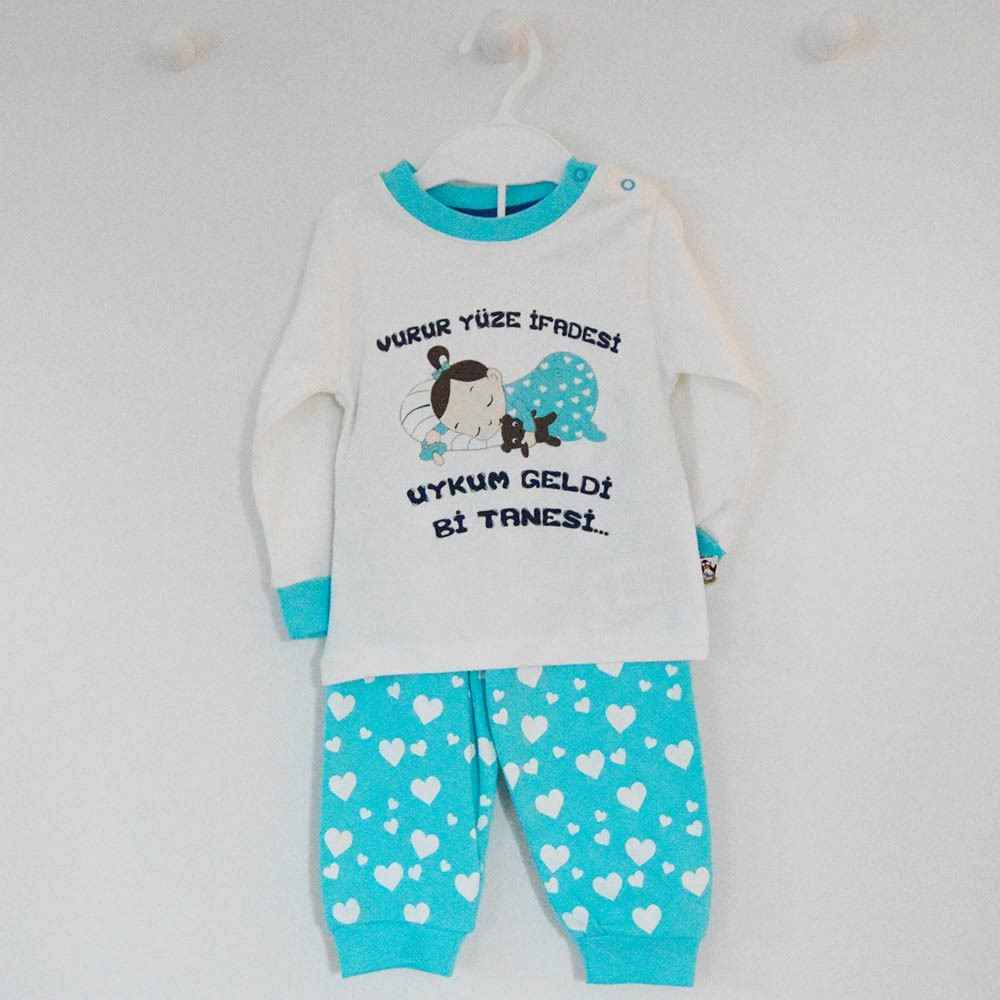 Babycool 2893 Vurur Yüze İfadesi Bebek Pijama Takımı Turkuaz