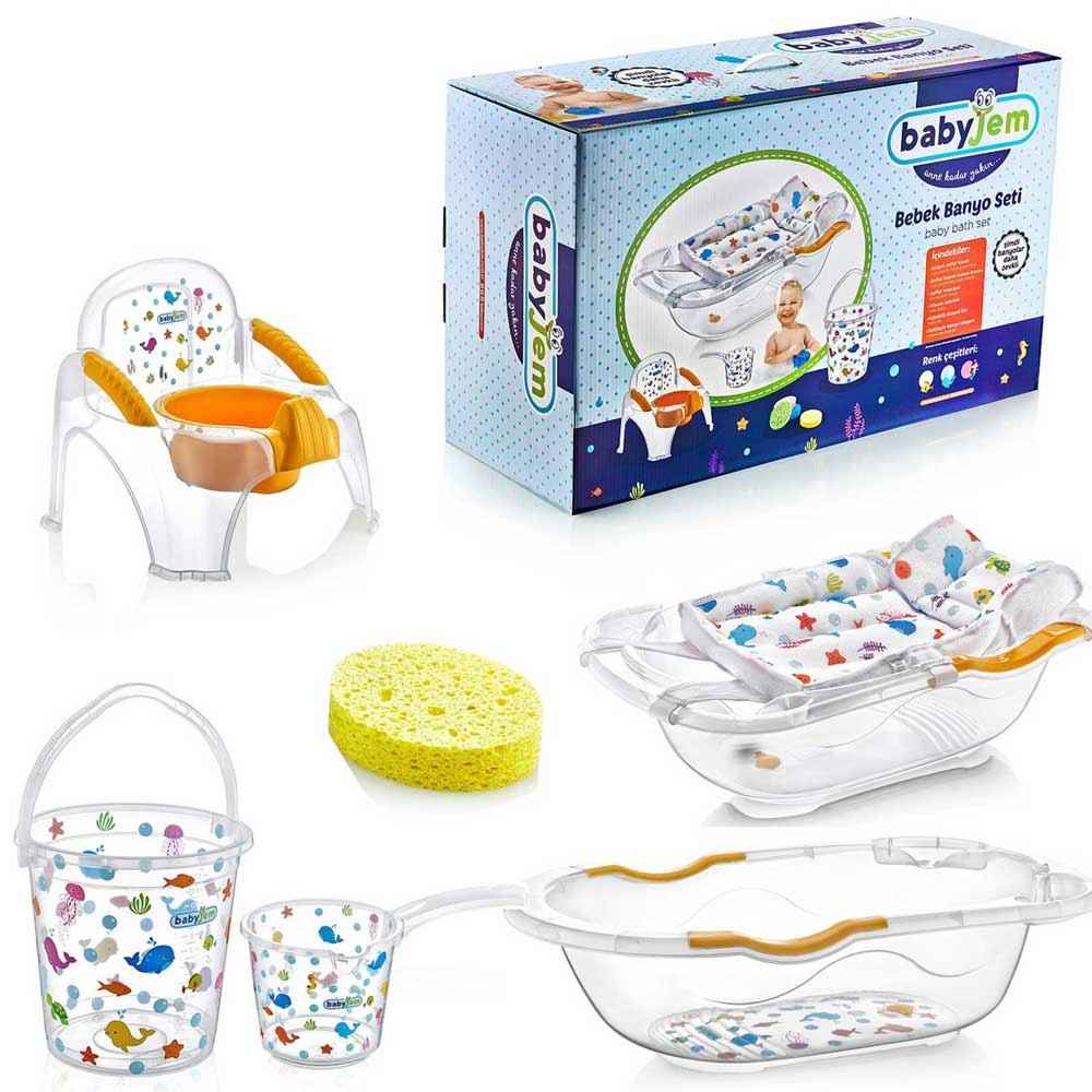 BabyJem 402 Lüx 6 Parça Bebek Banyo Seti Beyaz