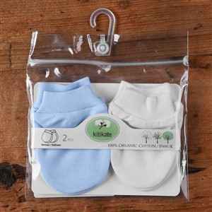 Baby Center S76117 Organik 2li Bebek Eldiveni Beyaz-Mavi
