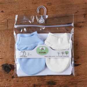 Baby Center S76117 Organik 2li Bebek Eldiveni Ekru-Mavi