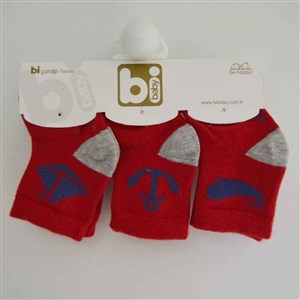 Bibaby 68106 Marine 3'lü Bebek Çorabı Kırmızı