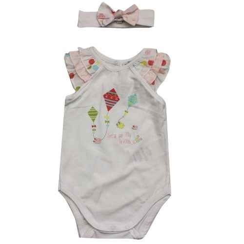 İdil Baby 5686 Bebek Atlet Body ve Saç Bandı Beyaz