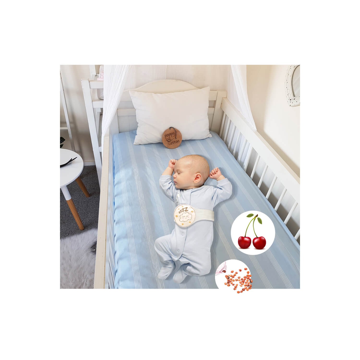 BabyJem 429 Kiraz Çekirdekli Gaz Giderici Kemer Mavi