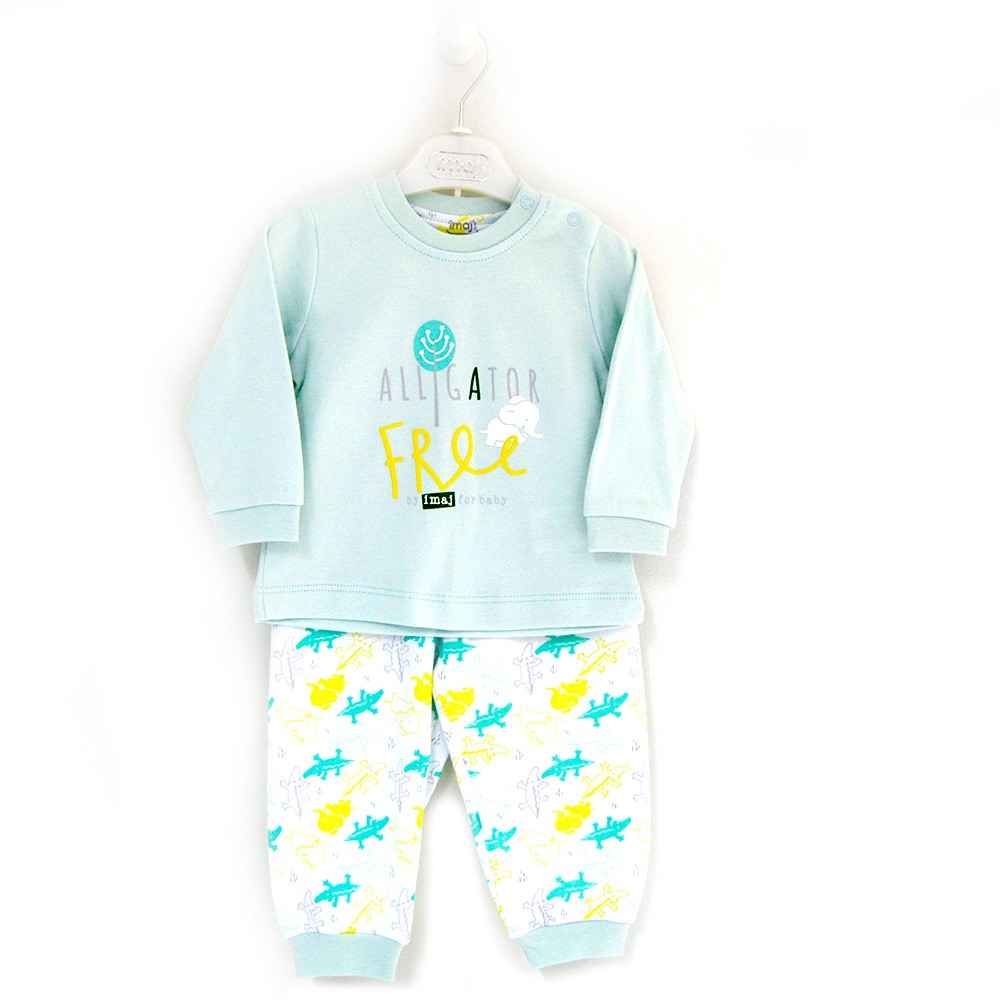 İmaj 7-001 Timsah Erkek Bebek 2'li Pijama Takımı Mint