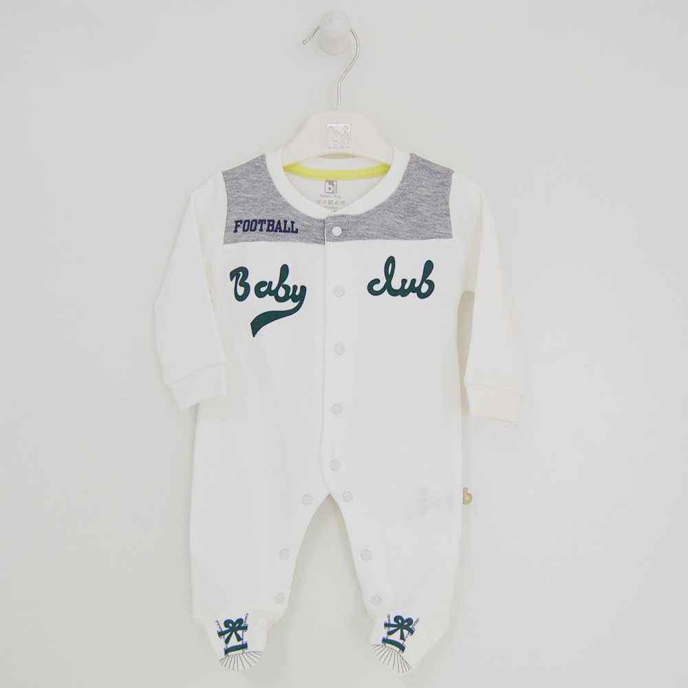 Bibaby 60074 Football Önden Çıtçıtlı Bebek Tulumu Ekru