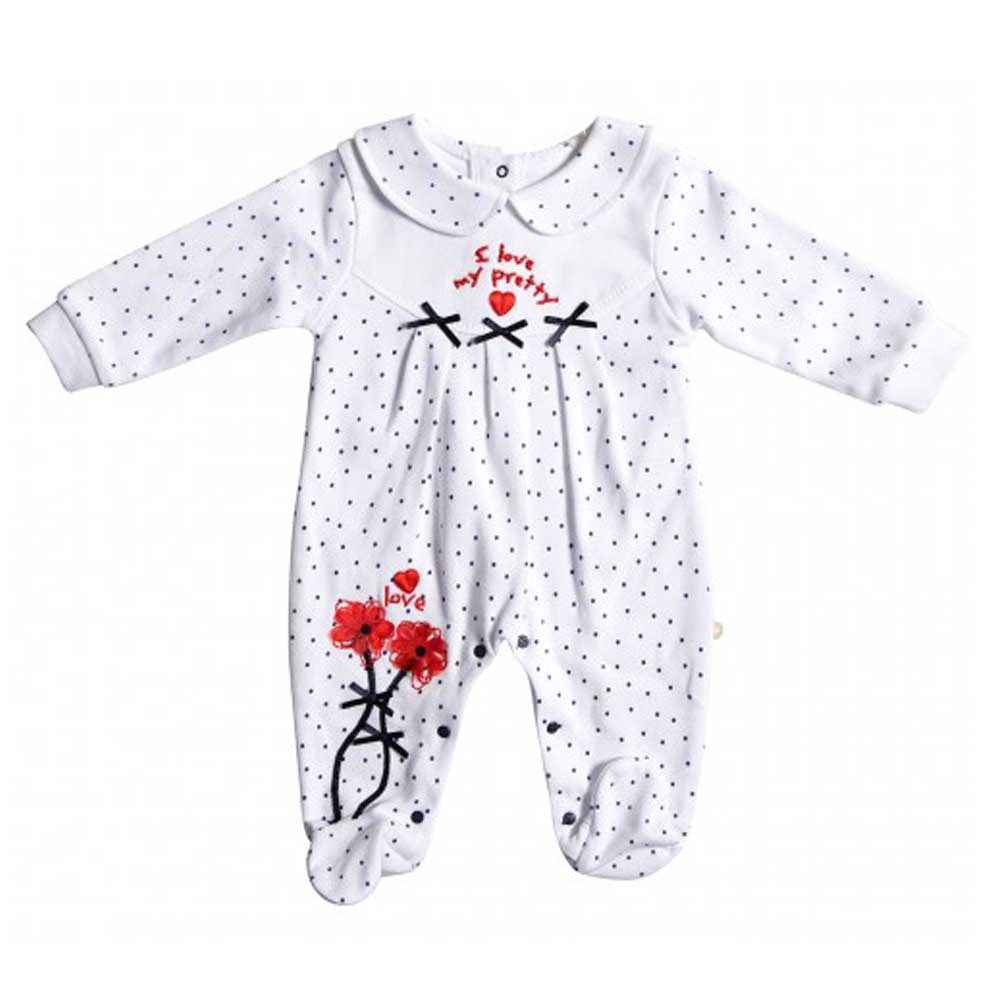 Bibaby 60164 My Prety Yakalı Bebek Tulumu Ekru-Lacivert