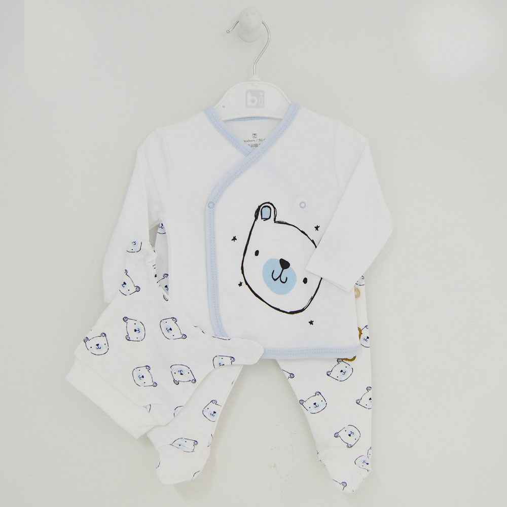 Bibaby 73088 Cute Bear 3Lü Zıbın Seti Mavi
