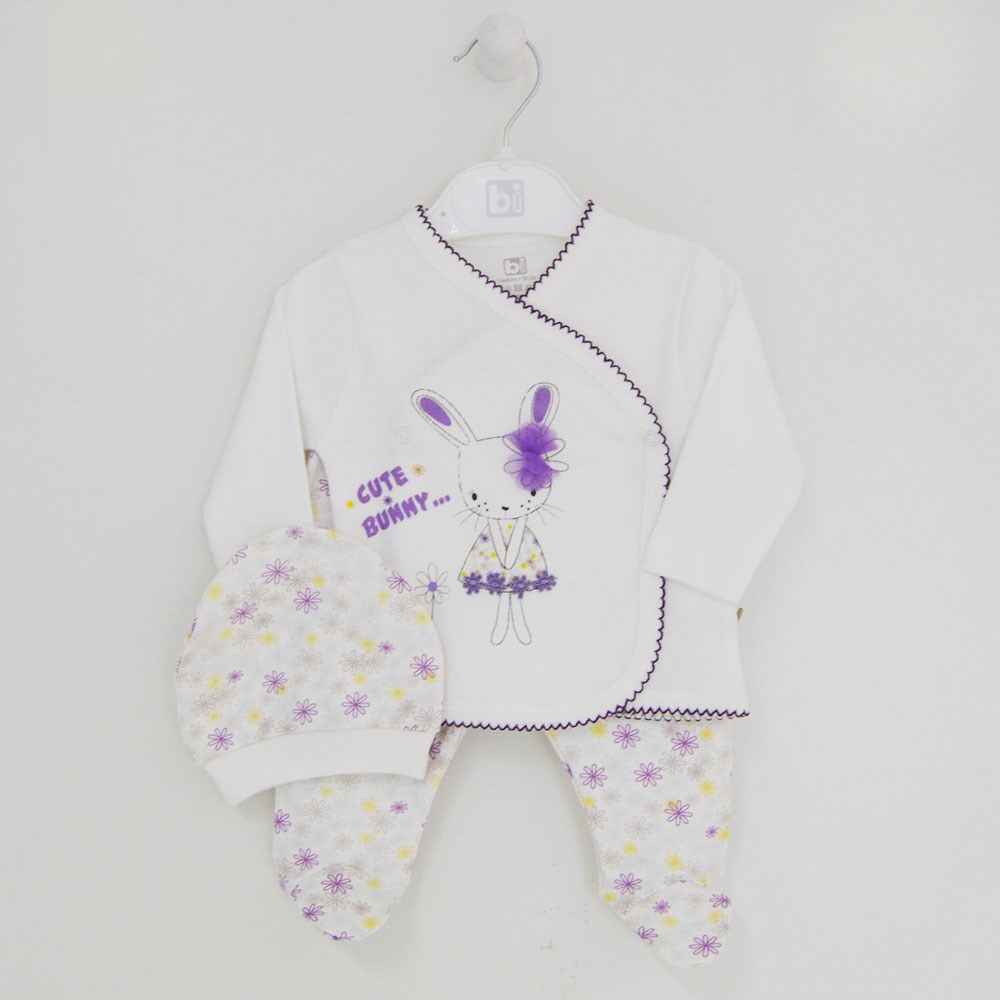 Bibaby 73062 Cute Bunny 3 Lü Zıbın Seti Mor
