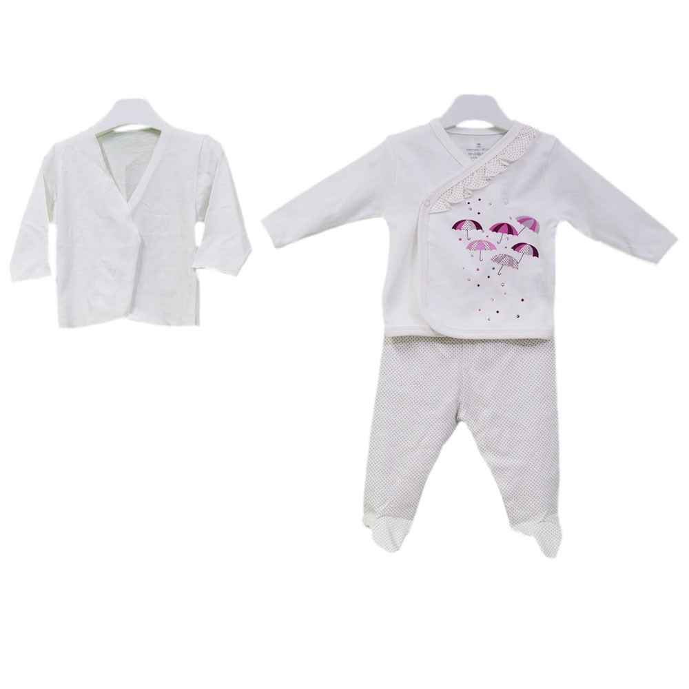Bibaby 73040 Şemsiye 3'Lü Zıbın Takımı 0-3 Ay Ekru