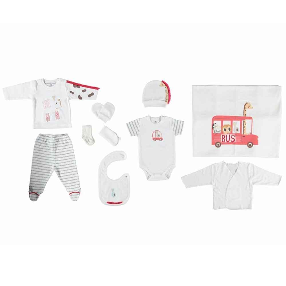 Bibaby 63083 Giraffe Bus 10 Lu Zıbın Seti 0-3 Ay Kırmızı