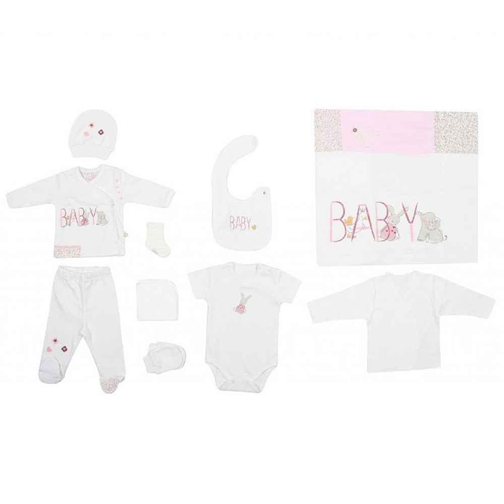 Bibaby 63065 Baby Girl 10 Lu Zıbın Seti 0-3 Ay Ekru-Pembe