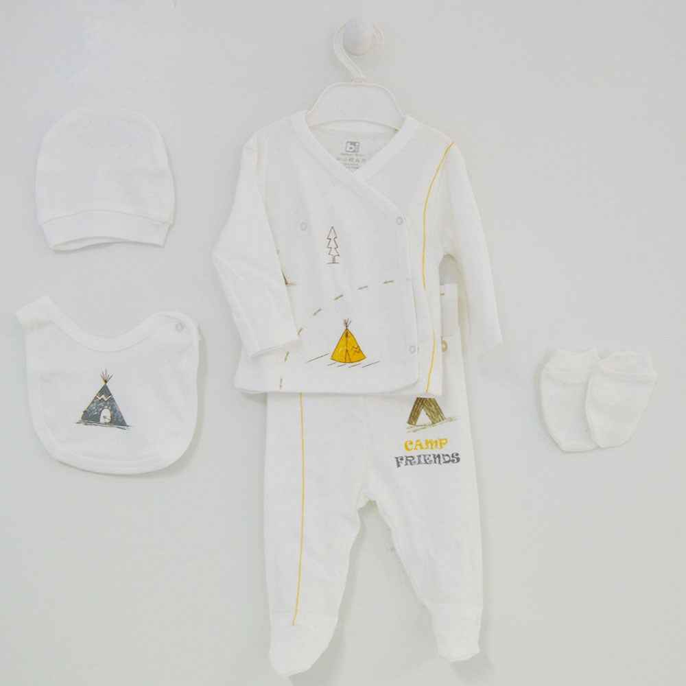 Bibaby 62063 Camp 5'Li Hastane Çıkış Seti 0-3 Ay Ekru
