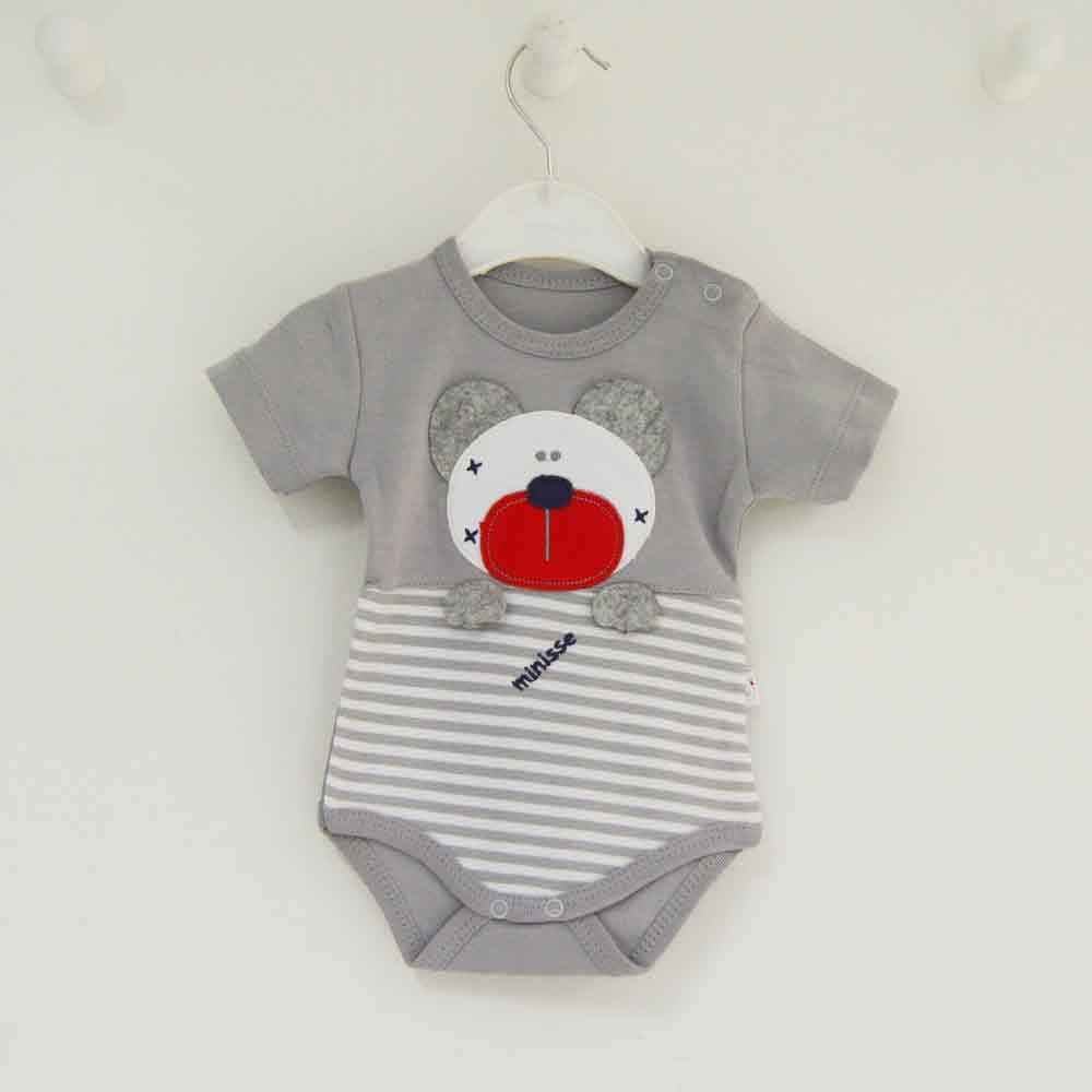 O Baby 4211 Kısa Kol Bebek Body Gri