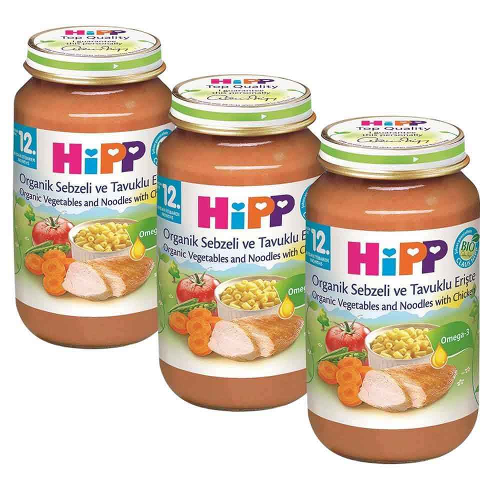 Hipp Organik Sebzeli Ve Tavuklu Erişte 220 Gr +12 Ay x 3 Adet 