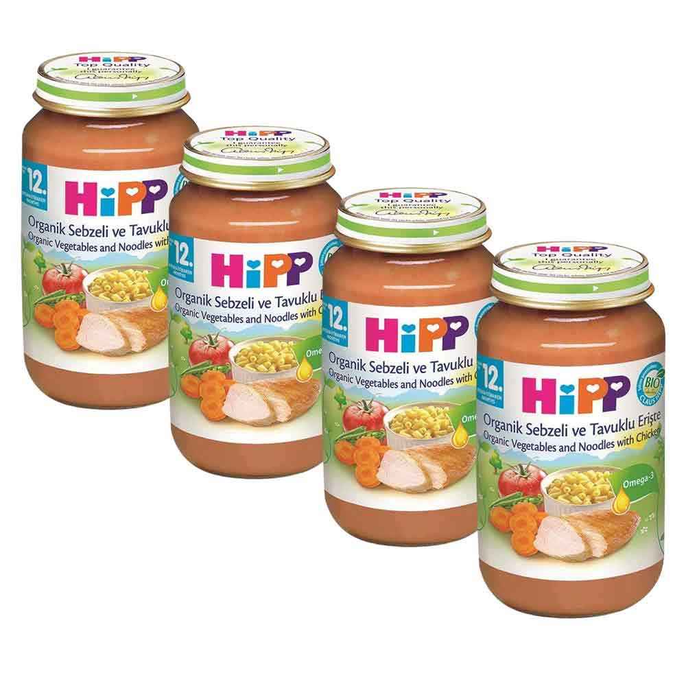 Hipp Organik Sebzeli Ve Tavuklu Erişte 220 Gr +12 Ay x 4 Adet 