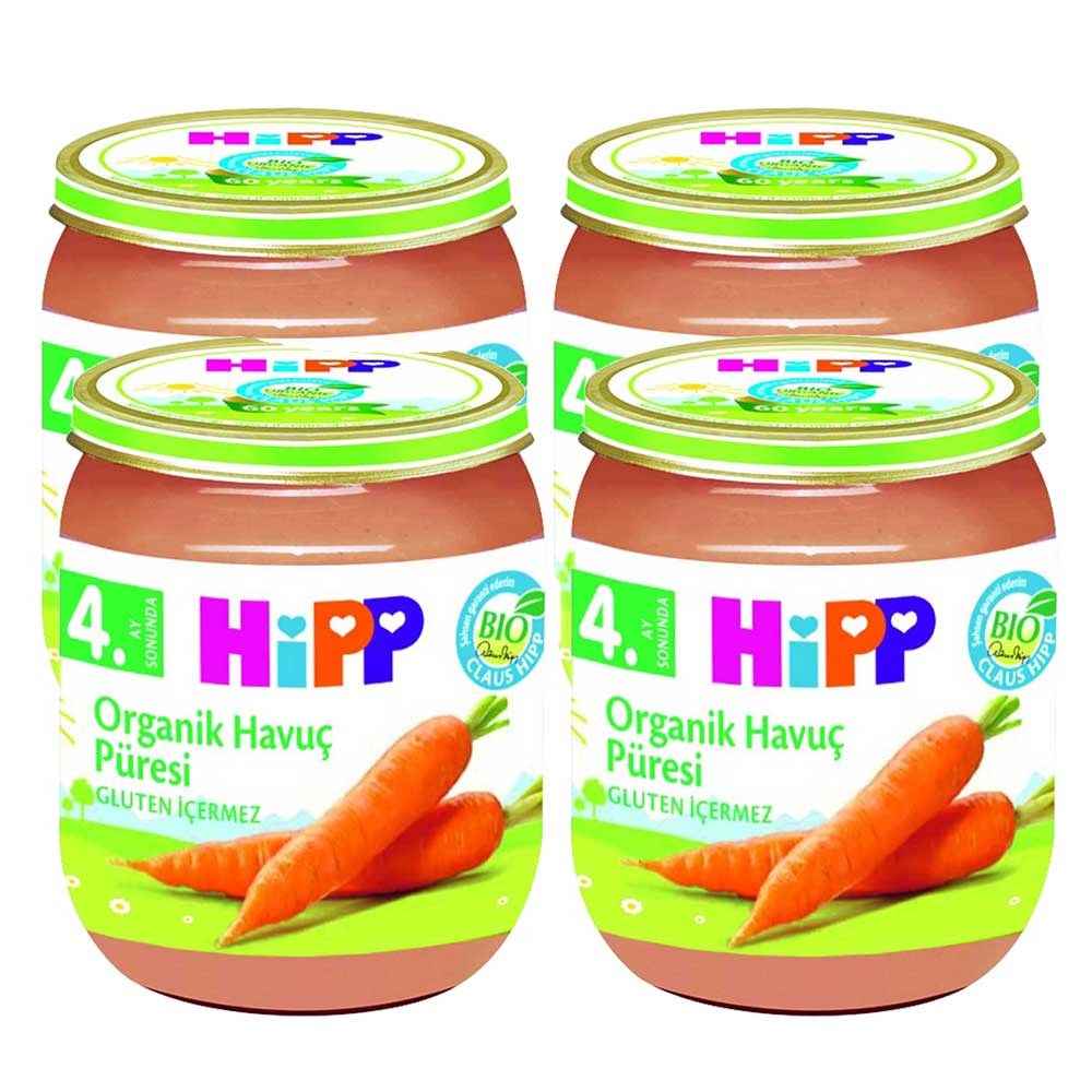 Hipp Organik Havuç Püresi 125 Gr +4 Ay x 4 Adet 