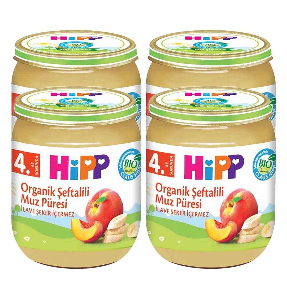 Hipp Organik Şeftalili Muz Püresi 125 Gr +4 Ay x 4 Adet 