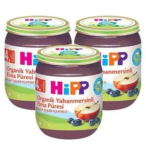 Hipp Organik Yabanmersinli Elma Püresi 125 Gr +4 Ay x 3 Adet 