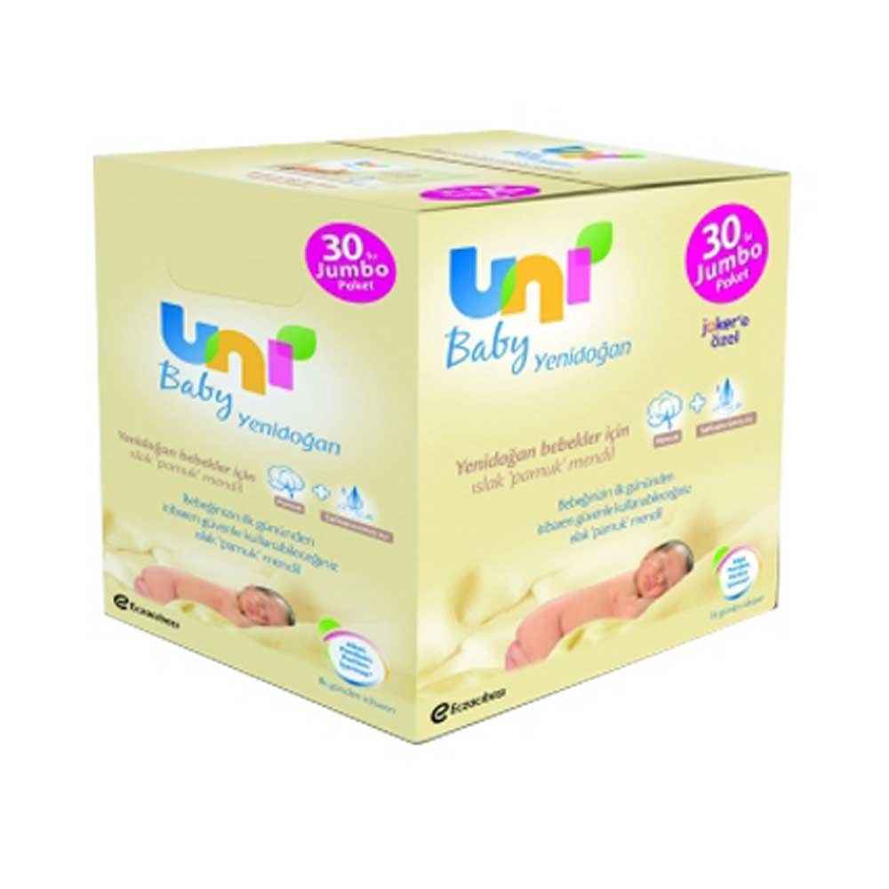 Uni Baby Yenidoğan Islak Pamuk Mendil 30'lu 