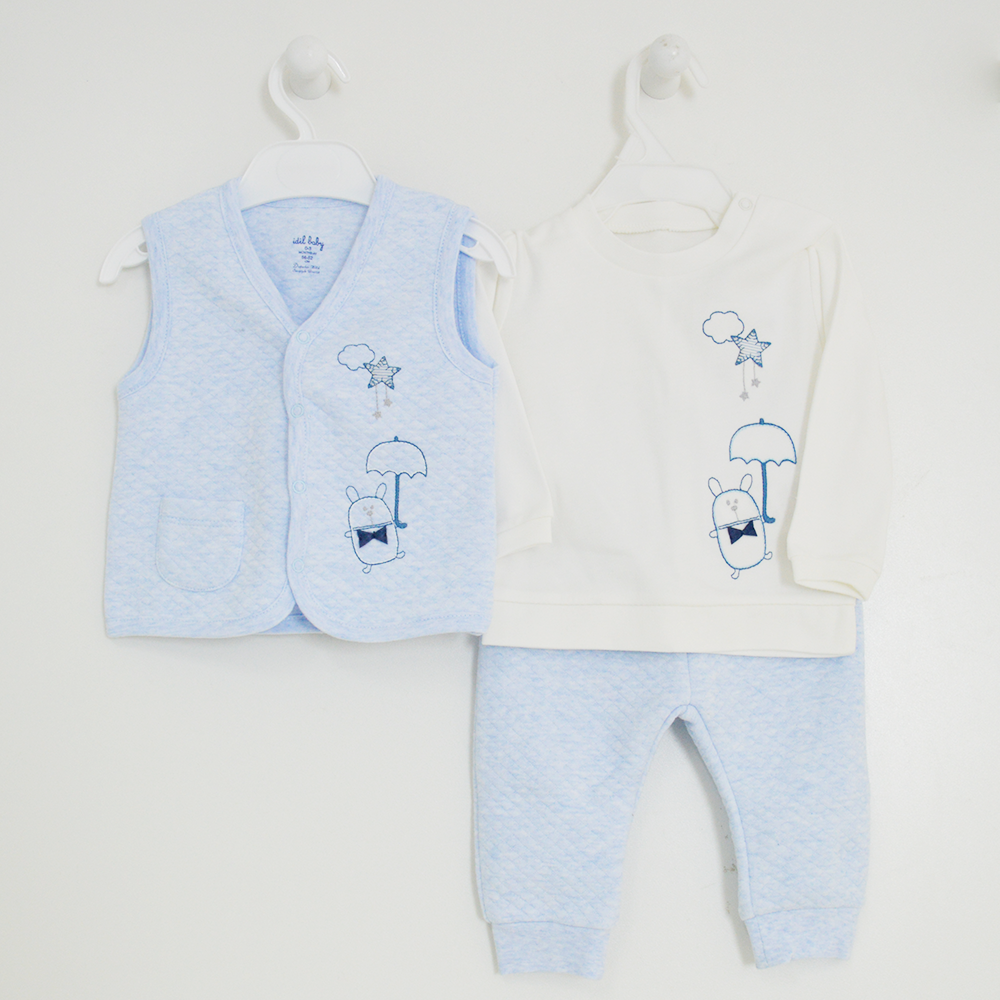 İdil Baby 9256 3'Lü Bebek Takımı Mavi