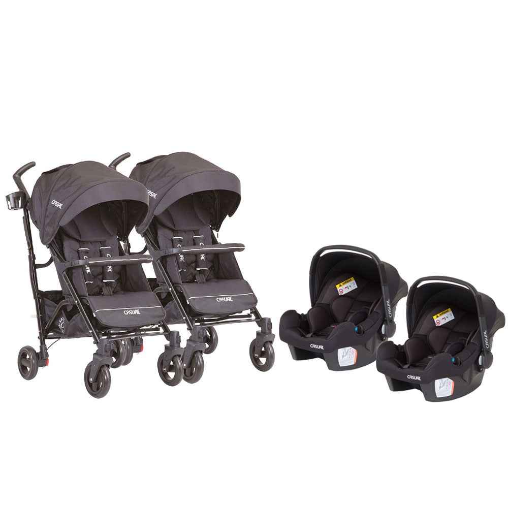 Casual Vista Twin Travel Sistem İkiz Bebek Arabası Siyah