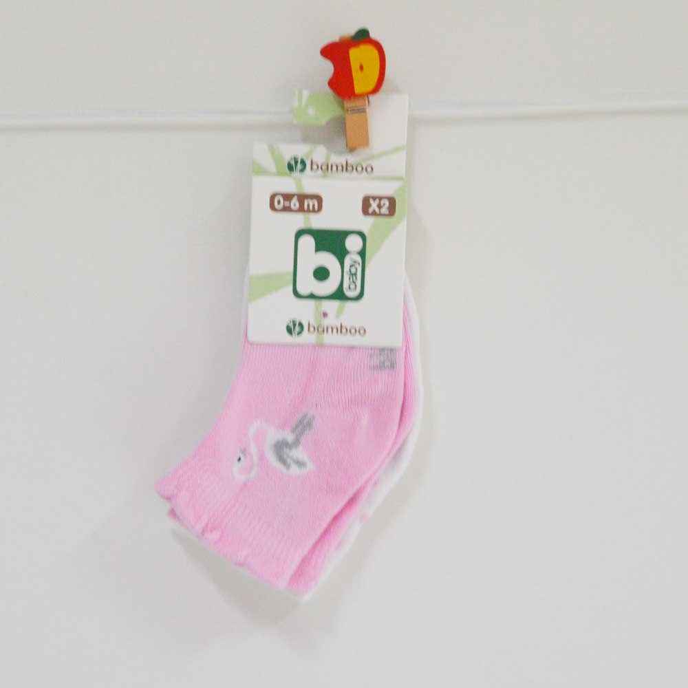 Bibaby 68139 Bambu 2'li Bebek Çorabı Pembe