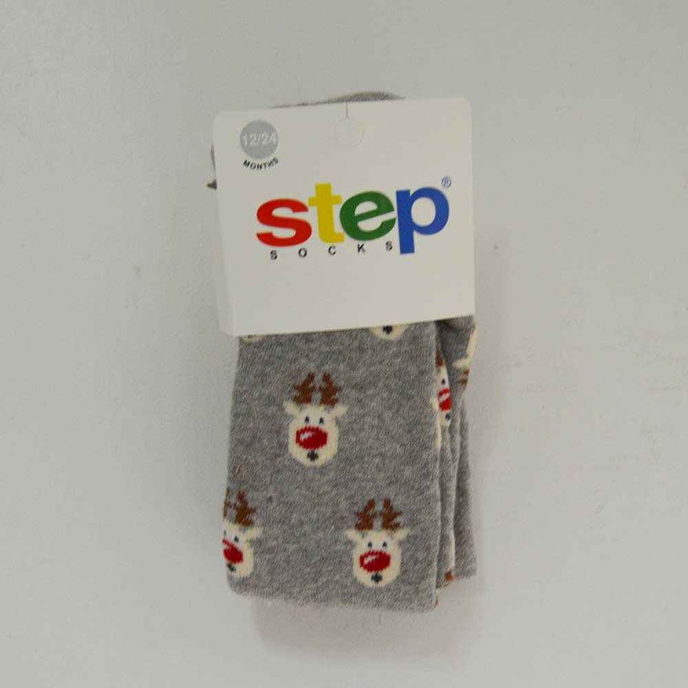 Step 9304 Geyikli Havlu Külotlu Bebek Çorabı Gri