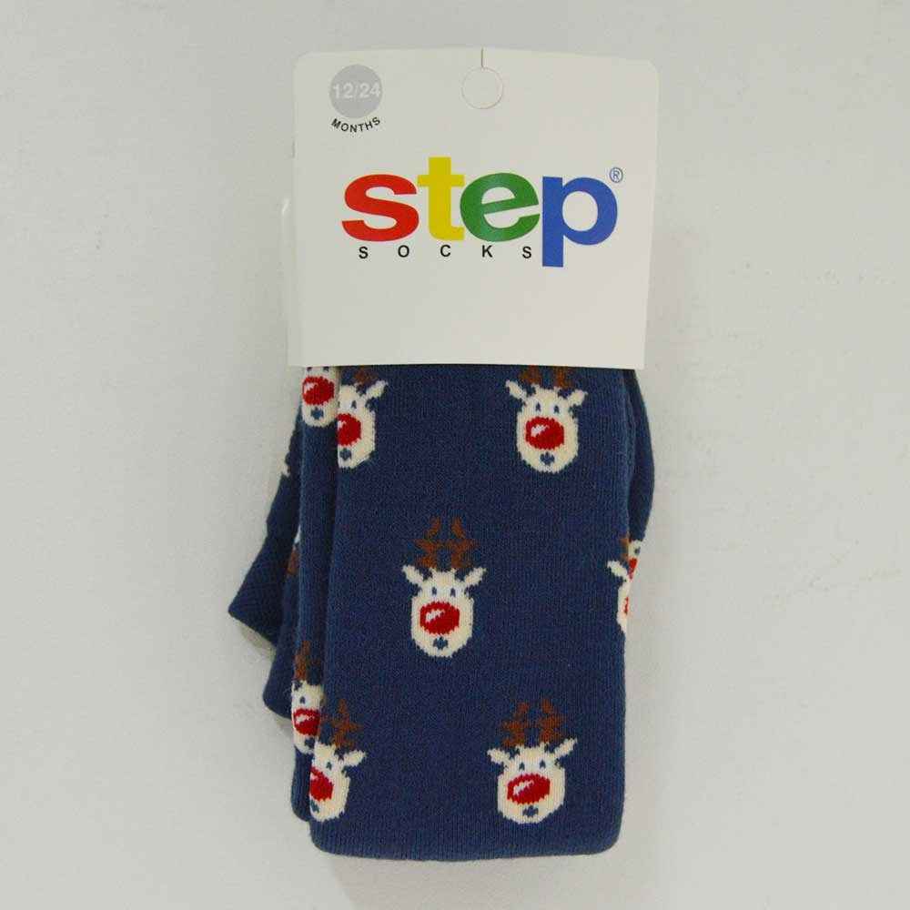 Step 9304 Geyikli Havlu Külotlu Bebek Çorabı Lacivert