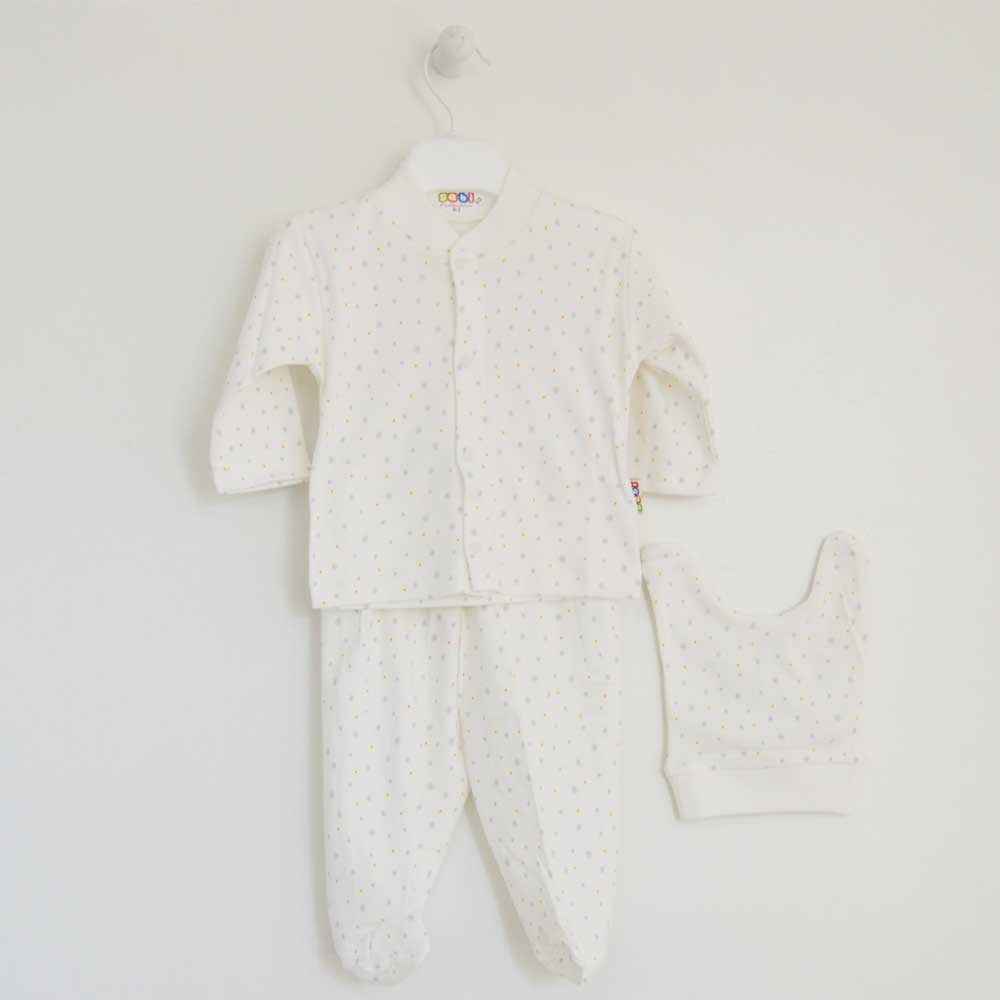 Sebi Bebe 2201 Yaldızlı Bebek Pijama Takımı Beyaz