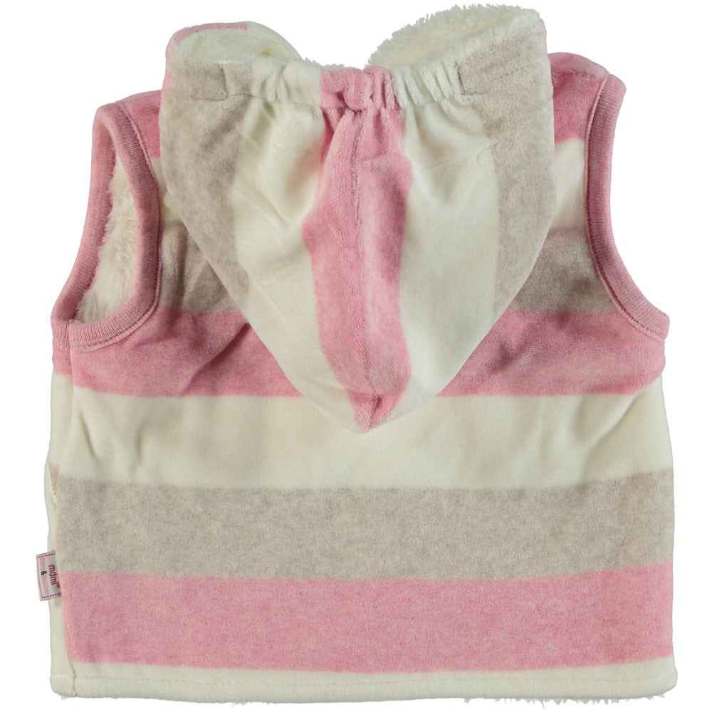 Mini Damla 42335 Kadife Bebek Yeleği Ekru-Pembe