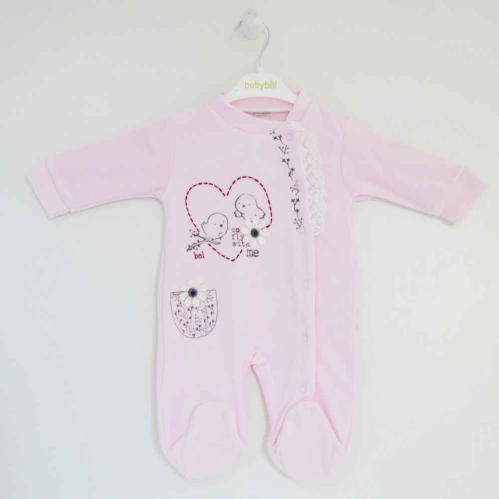 Babybal 2022 Kadife Bebek Tulum Pembe