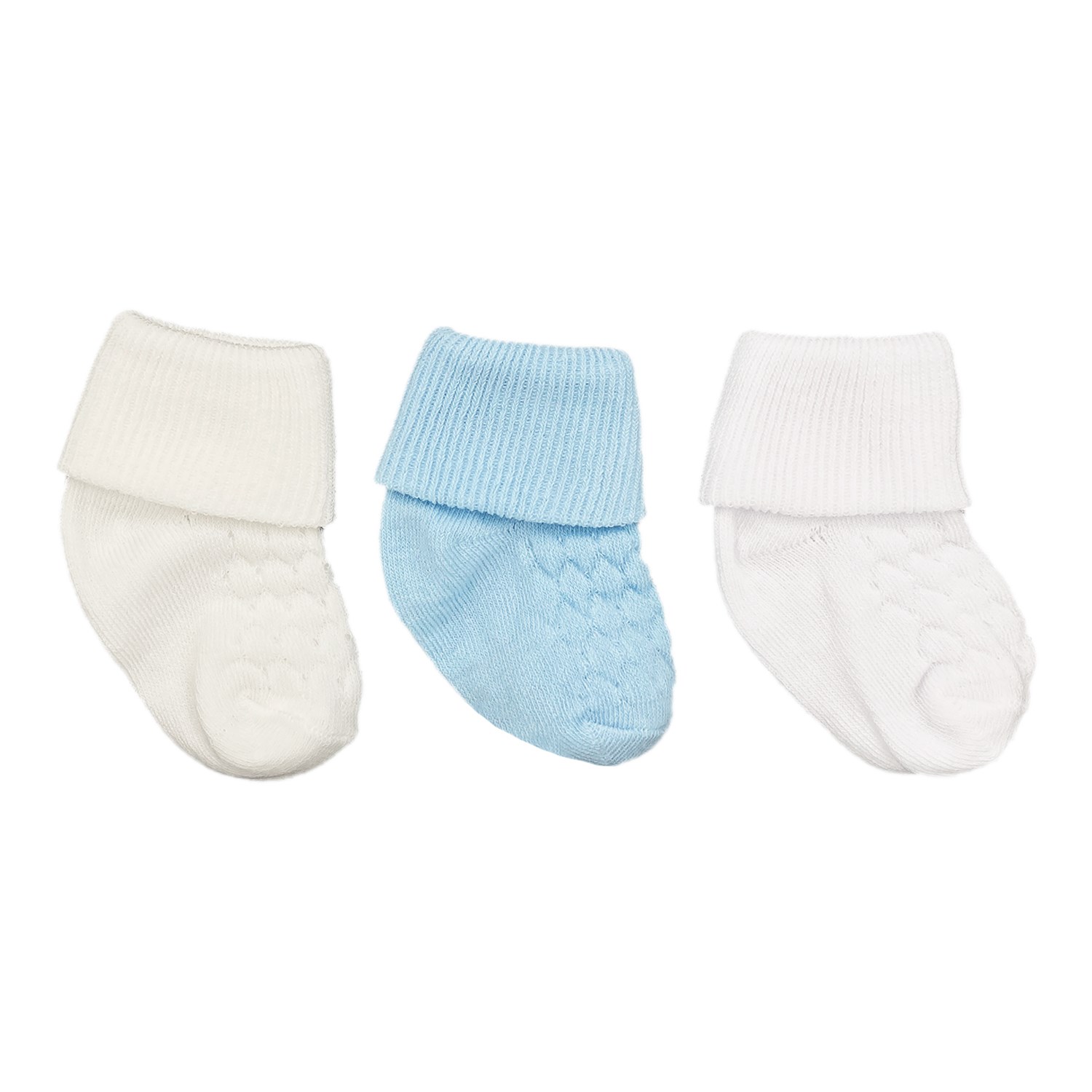 Sebi Bebe B120 3lü Bebek Çorabı  Beyaz-Mavi