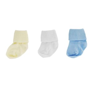 Sebi Bebe 3'lü Bebek Çorabı 0-3 Ay B120 Beyaz-Mavi