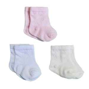 Sebi Bebe A197 3lü Bebek Çorabı 0-3 Ay Beyaz-Pembe