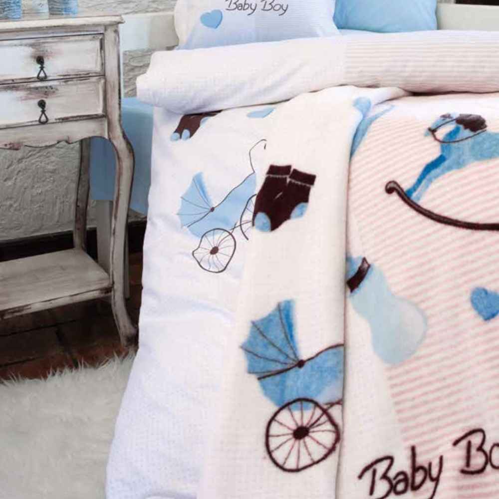 Özdilek Vizon Polyster Bebek Battaniyesi 100x120 Mavi